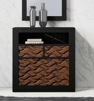 Узкая тумба NORA 3048.4 Negro mate/Cedro