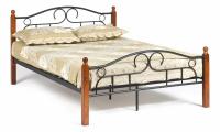 Кровать AT-808 Wood slat base дерево гевея/металл, 140*200 см (Double bed), красный дуб/черный фото Кровать AT-808 Wood slat base дерево гевея/металл, 140*200 см (Double bed), красный дуб/черный. Фото №1