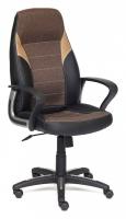 Компьютерное кресло INTER кож/зам/ткань, черный/коричневый/бронзовый, 36-6/ЗМ7-147/21. Фото №1
