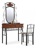 Столик туалетный CANZONA (столик/зеркало + стул) 95х46х162см, черный/красный дуб фото Столик туалетный CANZONA (столик/зеркало + стул) 95х46х162см, черный/красный дуб. Фото №1