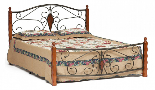 Кровать VIKING (mod. 9227) дерево гевея/металл, 160*200 см (Queen bed), красный дуб/черный фото Кровать VIKING (mod. 9227) дерево гевея/металл, 160*200 см (Queen bed), красный дуб/черный. Фото №1