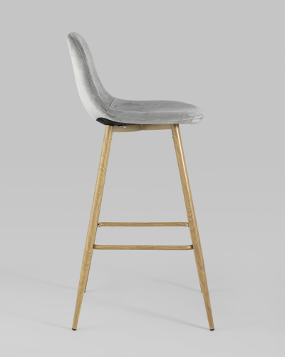 Стул барный Валенсия велюр серый ножки цвет дерево. Фото №4