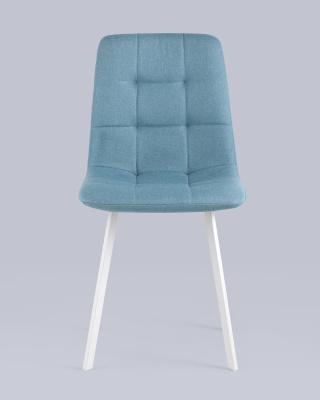 Стул Chilly рогожка голубой ножки белые. Фото №5