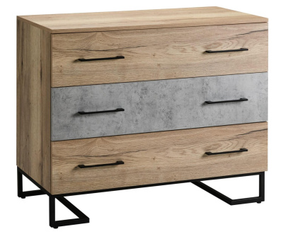 Комод с 3 ящиками Loft Дуб натур/Бетон. Фото №2