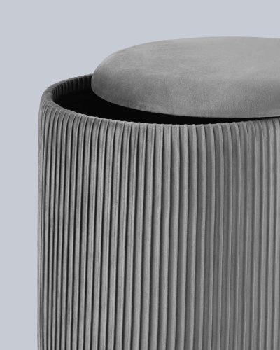 Пуф Шарлотта с ящиком велюр серый. Фото №5