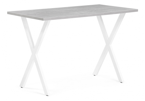 Стол деревянный Алеста Лофт 120 25 мм бетон / белый матовый. Фото №1