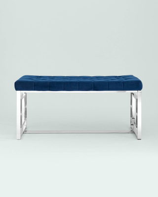 Банкетка-скамейка БРУКЛИН велюр синий сталь серебро. Фото №4