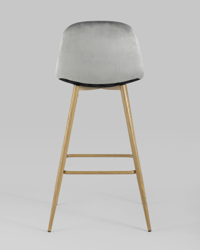 Стул барный Валенсия велюр серый ножки цвет дерево. Фото №6