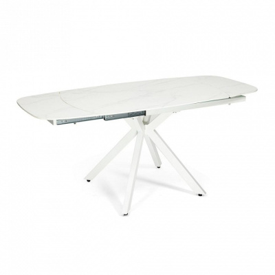 Стол RIDGE (mod. 8068) металл/стекло, 120-180/80/75см, белый мрамор/белый. Фото
