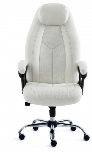 Кресло BOSS люкс (хром) кож/зам, белый, 36-01/36-01/06. Фото №2