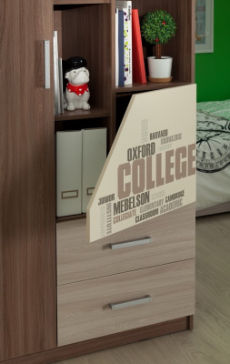 Колледж Шкаф комбинированный Ясень шимо т. /Крем. Фото