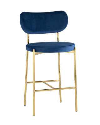 Стул полубарный Барбара велюр синий золотые ножки фото Стул полубарный Барбара велюр синий золотые ножки. Фото №2