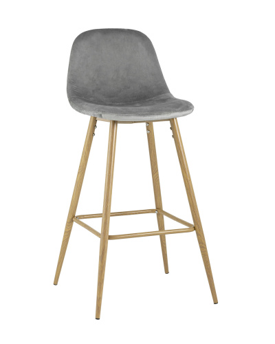 Стул барный Валенсия велюр серый ножки цвет дерево. Фото №2