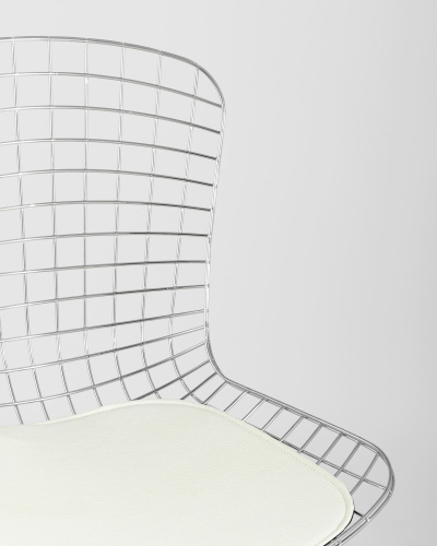 Стул обеденный Bertoia хромированный с белой подушкой. Фото №9