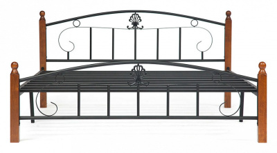 Кровать РУМБА (AT-203)/ RUMBA дерево гевея/металл, 120*200 см (middle bed), красный дуб/черный фото Кровать РУМБА (AT-203)/ RUMBA дерево гевея/металл, 120*200 см (middle bed), красный дуб/черный. Фото №2