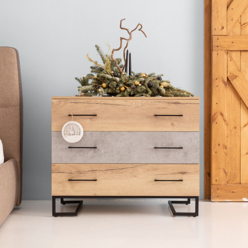 Комод с 3 ящиками Loft Дуб натур/Бетон. Фото №10