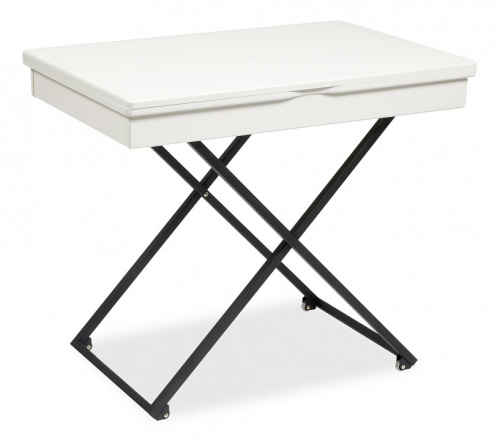 Стол универсальный трансформируемый MERIDIAN МДФ/металл, 85*50*57,5см/ 110,2*85*57,5 см, Белый, основание черное. Фото №1